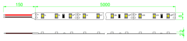 LED-strip 5m 9.6W/m 24V 3000K IP20 - BEAM 1263 - Afbeelding 2