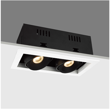 Inbouwspot rechthoekig 2-voudig 2x10W 3000K WIT / ZWART - Beam R8002W - Afbeelding 3