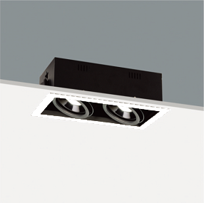 Inbouwspot rechthoekig 2-voudig 2x15W 3000K IP20 WIT / ZWART - Beam R8004W - Afbeelding 2