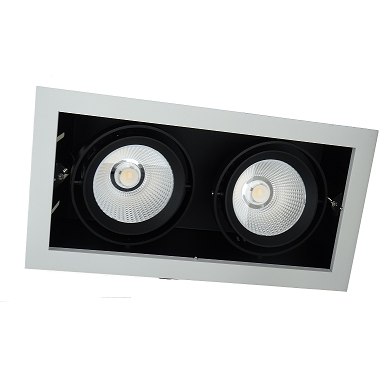 Inbouwspot rechthoekig 2-voudig 2x15W 3000K IP20 WIT / ZWART - Beam R8004W