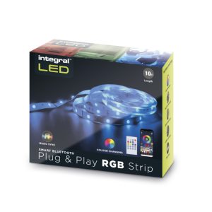RGB PLUG AND PLAY LED STRIP KITS 10M 4.5W/M WITH IR CONTROLLER, BLUETOOTH APP CONTROL & MUSIC SYNC - INTEGRAL LED ILSTRGBA170B