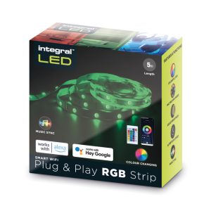 RGB PLUG AND PLAY LED STRIP KITS 5M 4.5W/M WITH IR CONTROLLER, WIFI APP CONTROL & MUSIC SYNC - INTEGRAL LED ILSTRGBA171B