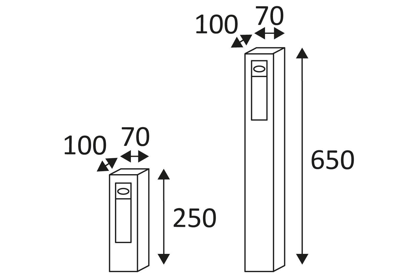 Rechthoekig armatuur voor buitenverlichting 650mm hoog - 7W 3000K ANTRACIET-GOUD - INDIGO AMONT - Afbeelding 4