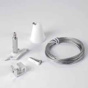 3-Fase Trackrail Pendelset EZ click met 5m staalkabel en rozet WIT - Beam PRO-EZ0448-W