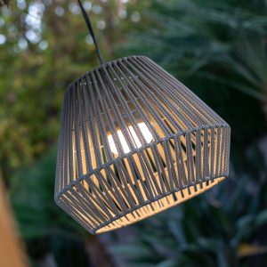 Hanglamp van gerecycleerd PVC met LED en oplaadbare batterij - New Garden Conta Oplaadbaar Taupe