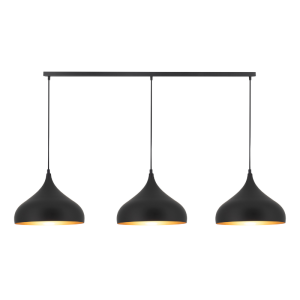 Pendel 3xE27 Ø320mm balk 1200mm Mat zwart/goud - FANTASIA RONIN 3