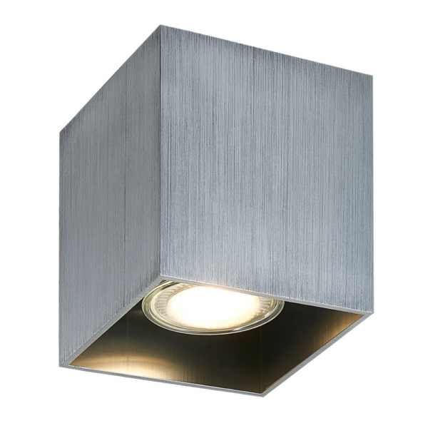 Plafondlamp vierkant GU10 Geborsteld Staal - FANTASIA BABAR 1 V