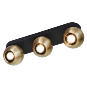 Plafondlamp balk 3XGU10 Mat zwart/brons - FANTASIA TRITON 3