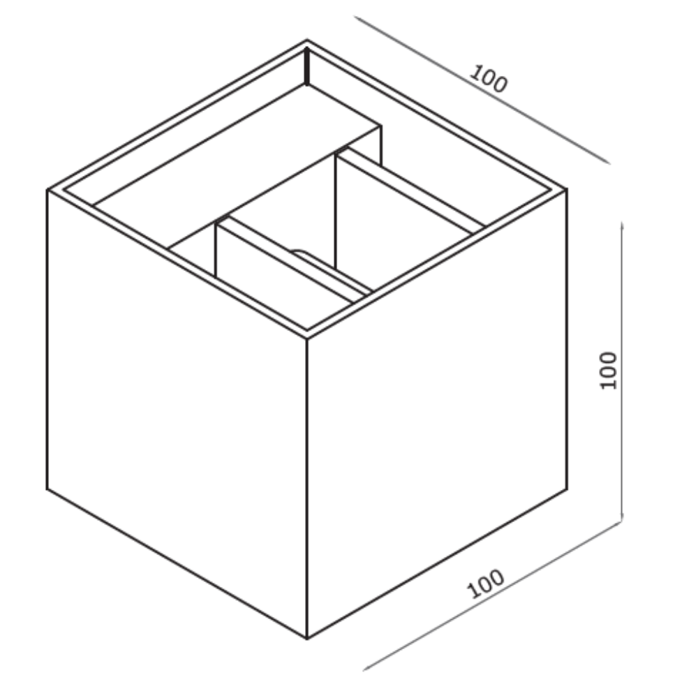 Outdoor wandverlichting vierkant ZWART 100x100x100mm - 2x3W 3000K - IP54 - Beam 0150B - Afbeelding 2