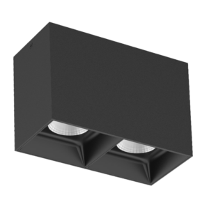Opbouw plafond rechthoekig ZWART 185x95mm- 2x8W CCT 2700/3000/4000K - IP20 - Dimbaar - Beam 0747B